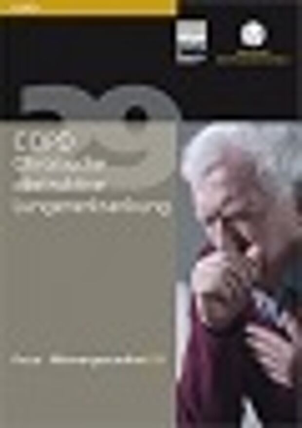 Broschüre COPD, älterer Mann der hustet